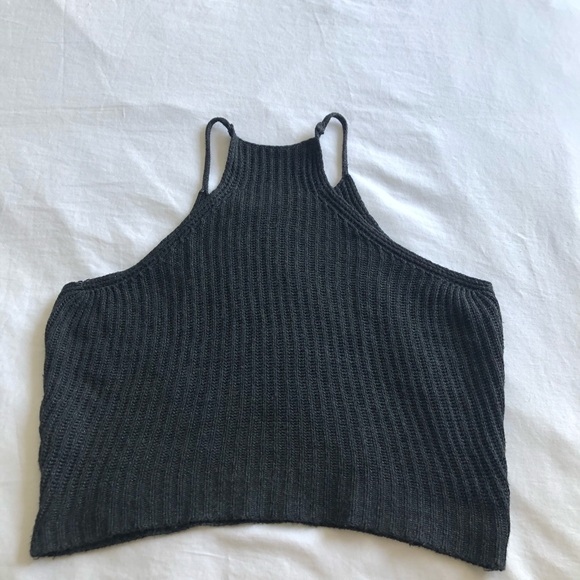 High neck black cotton Brandy Melville crop tank. - Picture 2 of 3